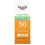 Eucerin Loción protectora solar ligera para el rostro Clear Skin, FPS 50, sin fragancia, 2,5 fl oz (75 ml)