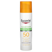 Eucerin Loción protectora solar ligera para el rostro Clear Skin, FPS 50, sin fragancia, 2,5 fl oz (75 ml)