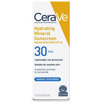 CeraVe  Loción hidratante mineral para el protector solar facial SPF 30 con óxido de zinc 75ml